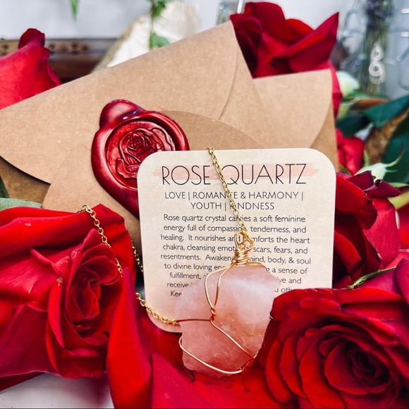 Rose Quartz Romance Crystal Pendant | Aphrozodiac - Picture 4 of 5